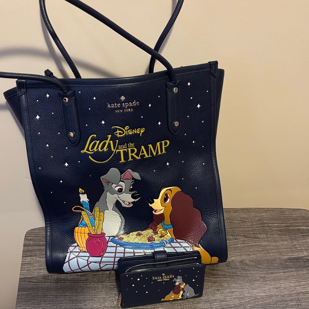 Kate Spade Navy Disney Lady and the Tramp Tote and wallet set